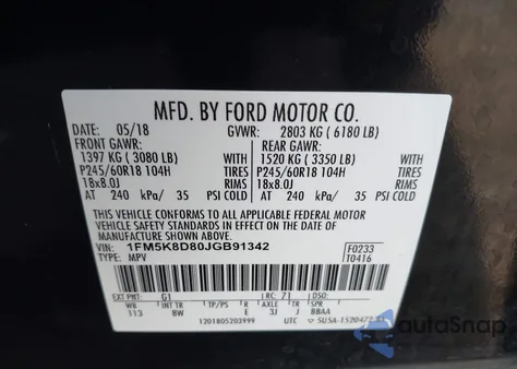 2018 Ford Explorer Xlt z USA, uszkodzony, nr VIN 1FM5K8D80JGB91342